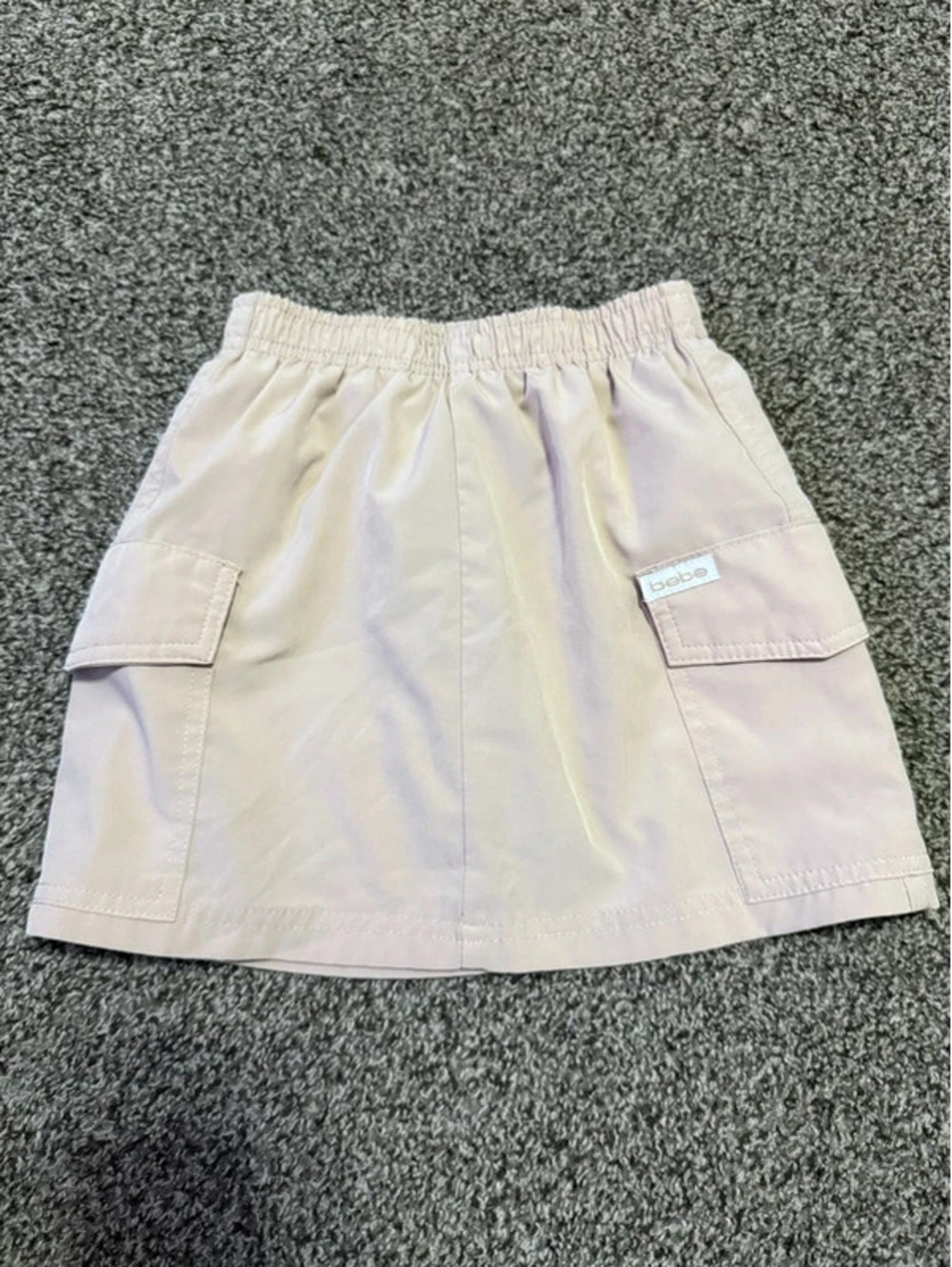 bebe Women Small 4 Beige Cargo Mini Skirt Y2K Utility Pocket Pull On